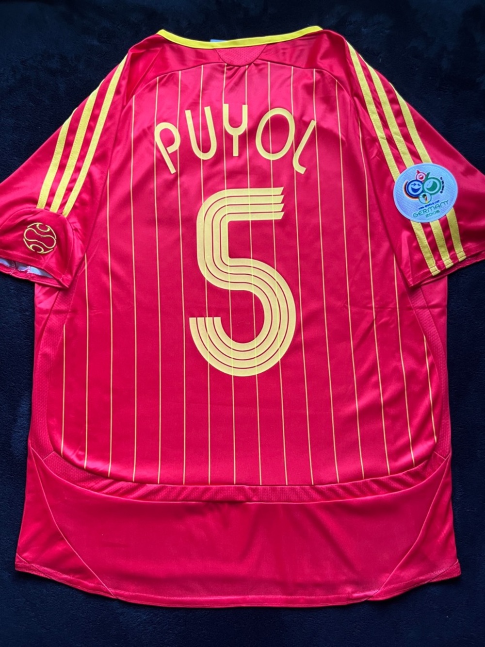Puyol #5 Spain 2006 Home Red Retro Soccer Jersey